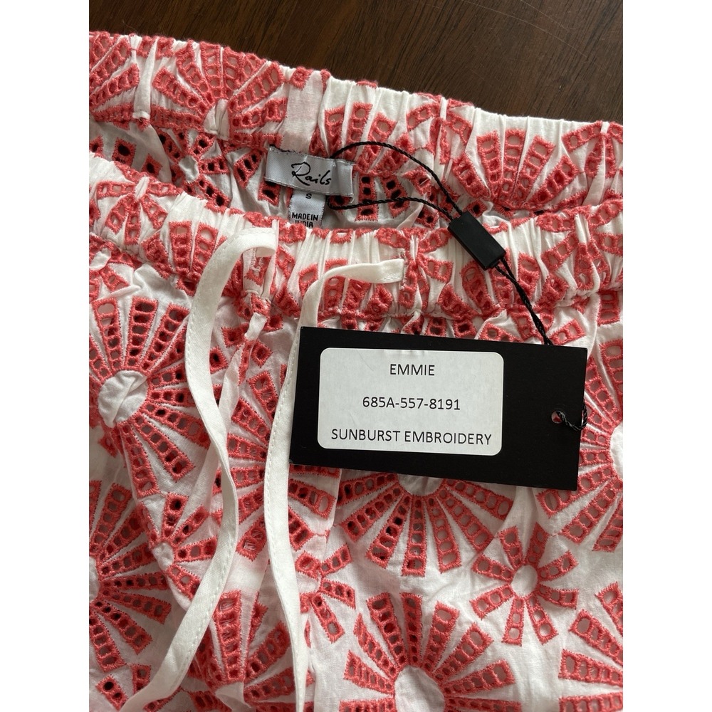 RAILS Emmie Pant Sunburst Embroidery Size Small NWT Pink Beach Resort Cover Up - Picture 12 of 12